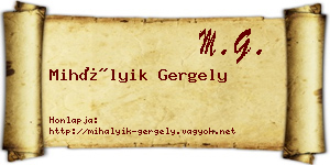 Mihályik Gergely névjegykártya